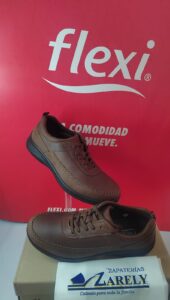 Zapato para caballero , marca flexi piel color tabaco cómodo elegante 